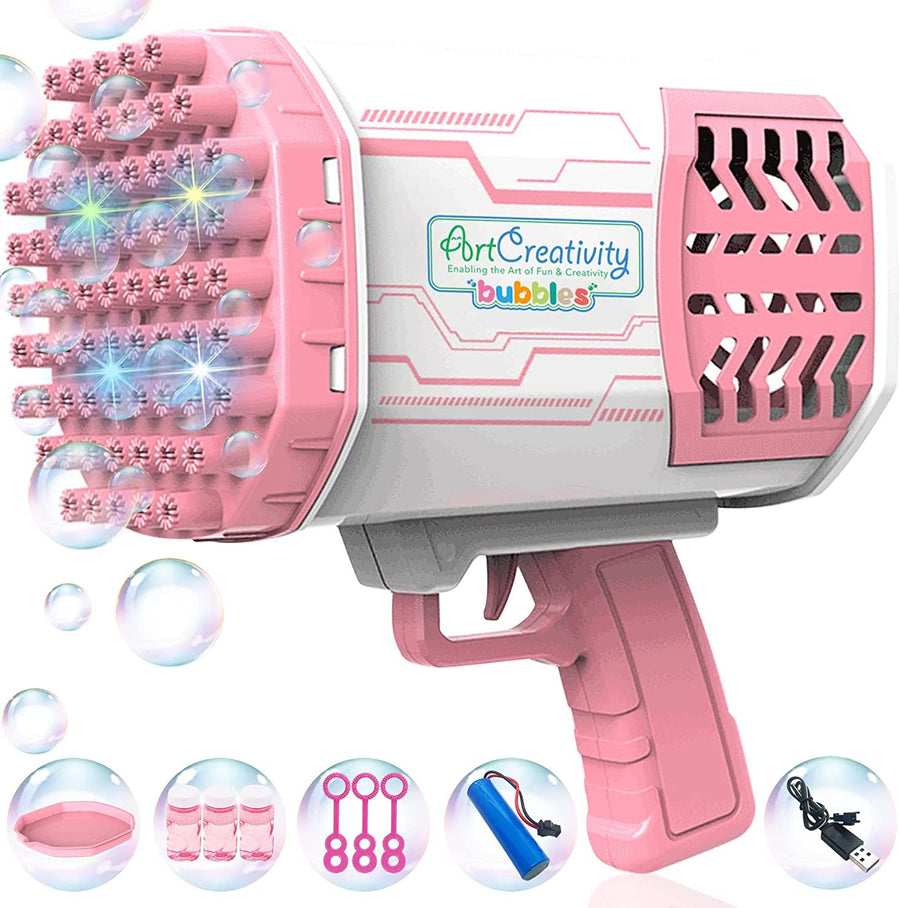 Bazooka Bubble Gun Blaster, 69 Holes Rocket Boom Giant Bubble Blower Gun with Colorful Lights, Bubble Machine Gun, Great Gift for Summer Outside Outdoor Toys for Kids Ages 4 5 6 7 8 + and Adults