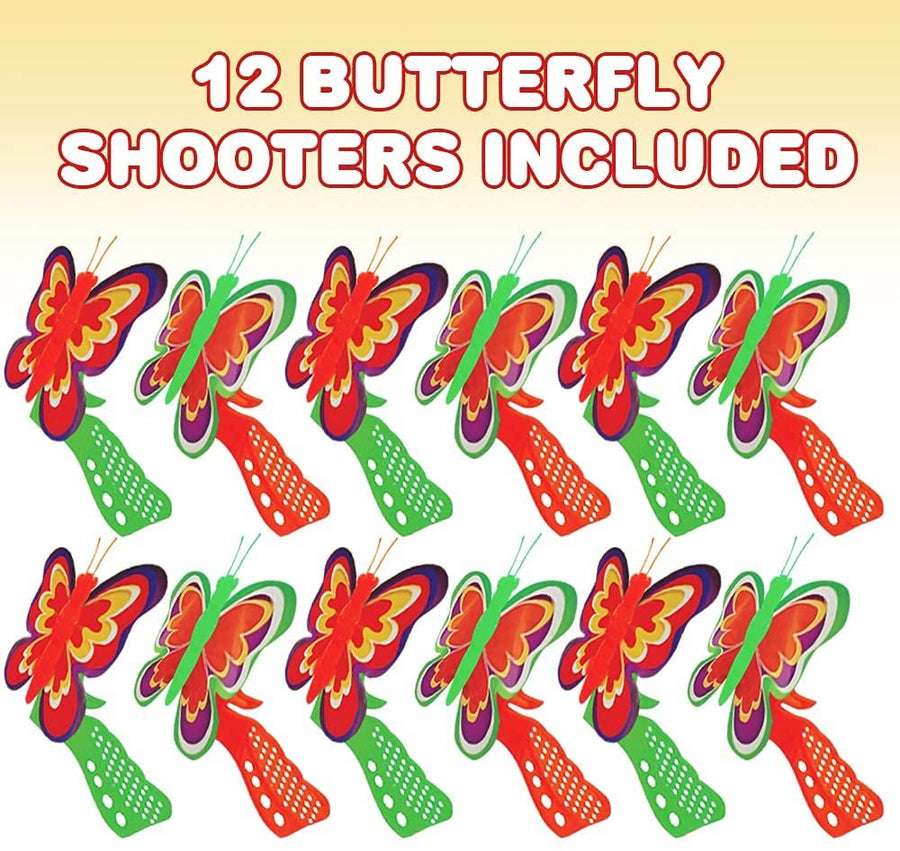 Butterfly Shooters for Kids, Set of 12, Butterfly Flying Toys for Kids in Assorted Styles, Great for Active Outdoor Play, Butterfly Party Favors and Princess Party Supplies