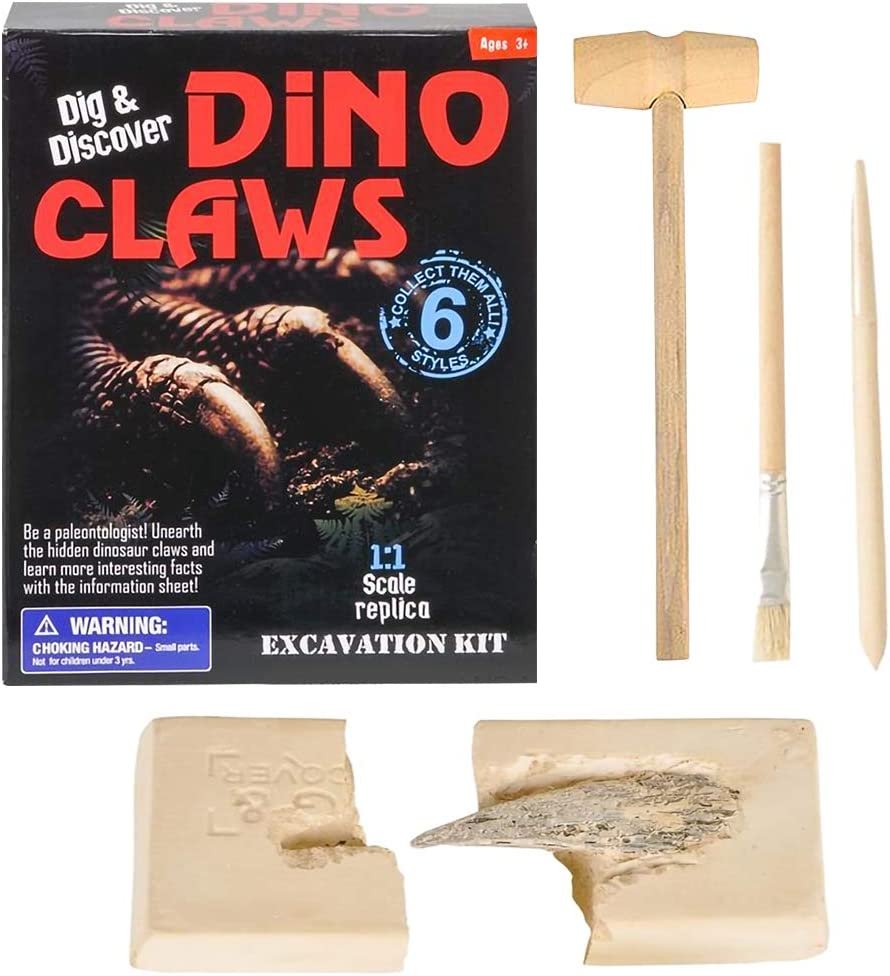 Dinosaur Claw Excavation Kit for Kids, Interactive Dino Fossil Excavating Toys Set with Digging Tools, Great Birthday Gift Idea, Exciting Fun for Children, Contest Prize for Boys & Girls