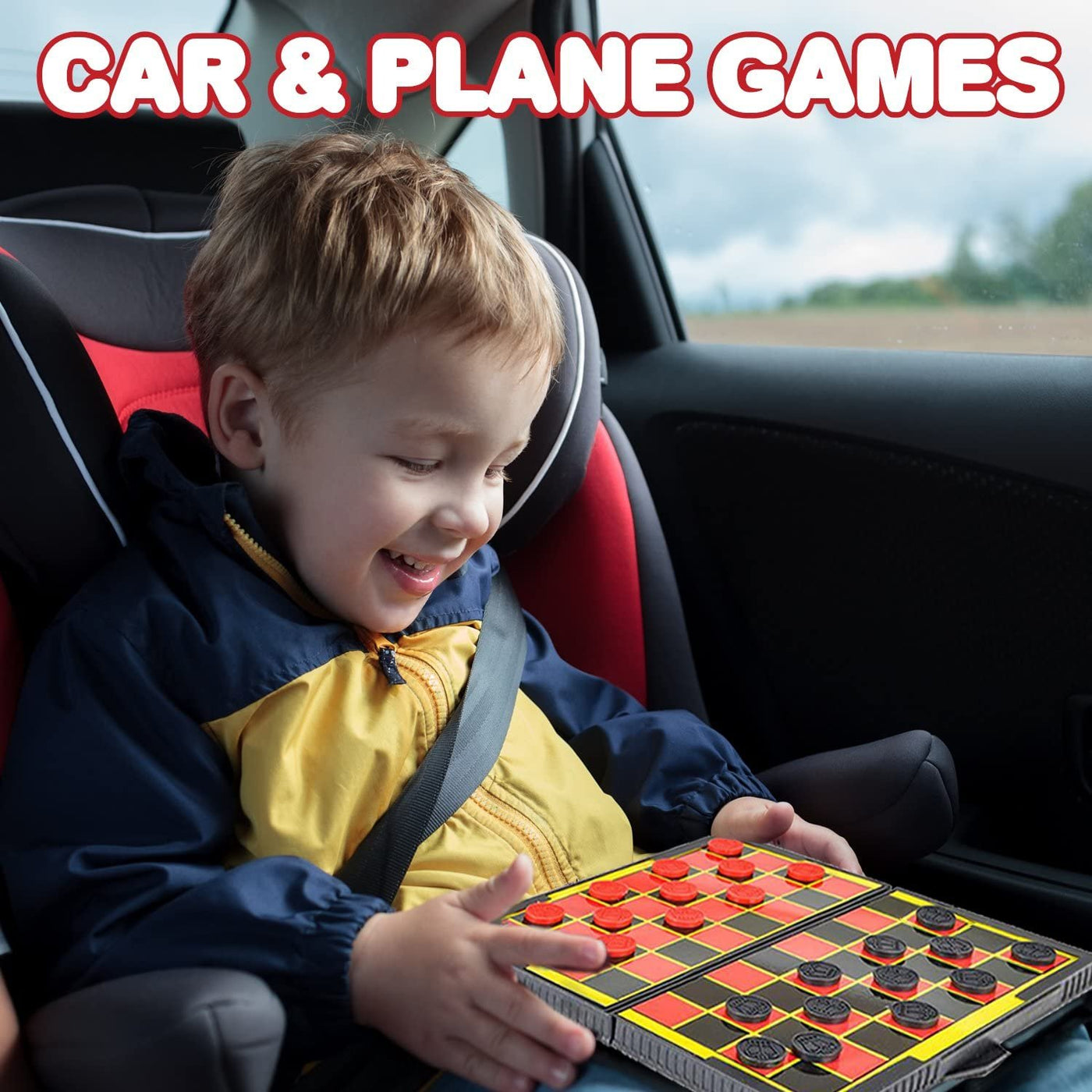 Gamie Travel Road Trip Games for Kids and Adults - 3 Pieces - Set Includes Mini Tic-Tac-Toe, Triangle Game, and Fishing Game - F
