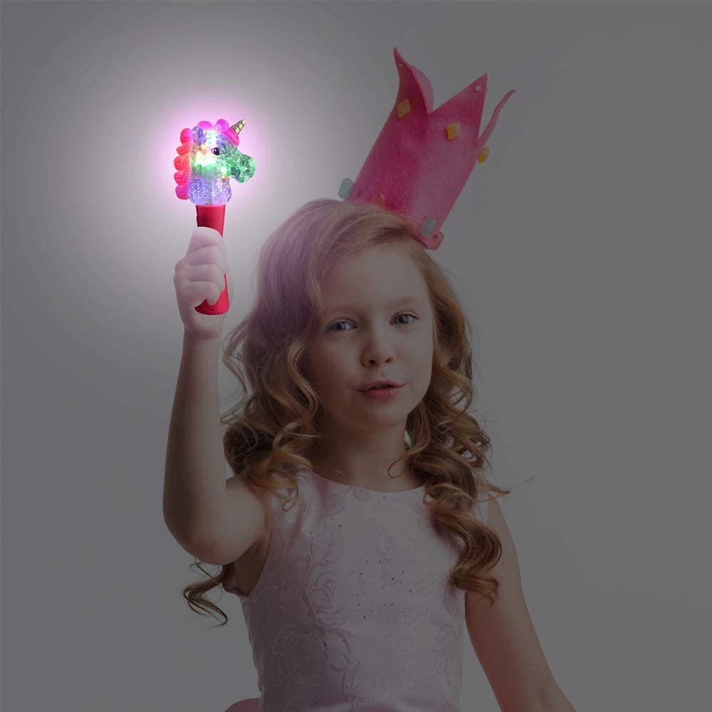 9" Unicorn Magic Spinning Ball Wand - Set of 2- Unicorn Wand with Spinning LEDs - Cute Princess LED Wand for Girls and Boys - Fun Unicorn Party Supplies and Favors - Purple and Pink