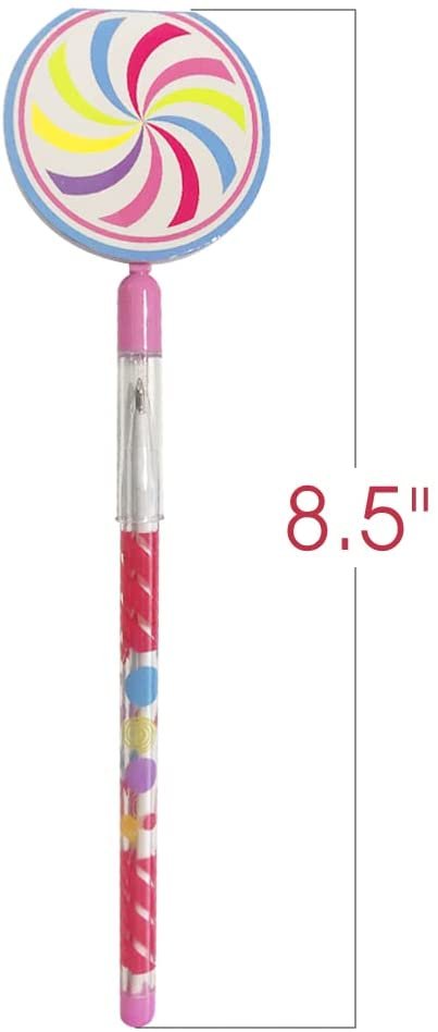 Pens for Kids with Candy Memo Pads, Set of 3, Lollipop Shaped Stationery for Kids, Great as Stocking Stuffers, Goodie Bag Fillers, Classroom Prizes, and Teacher Awards