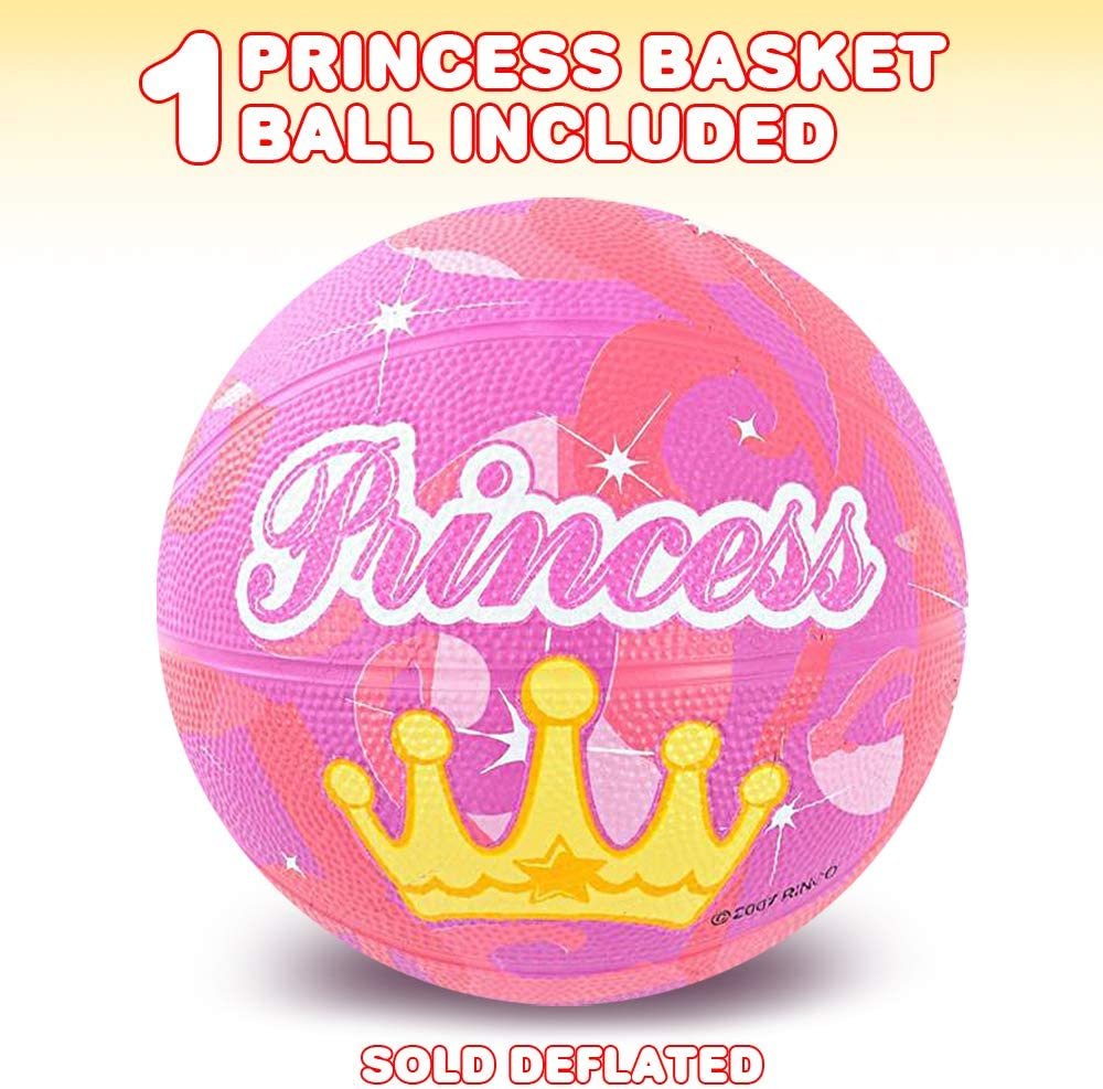 Mini Princess Basketball for Kids, Cute Princess Gift for Girls, Princess Birthday Party Favors, Goodie Bag Filler, Game Prize, Rubber Princess Ball - Sold Deflated