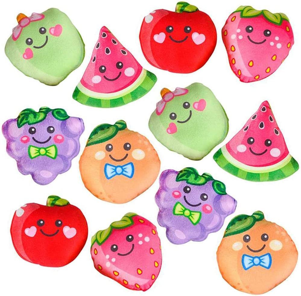 ArtCreativity Plush Fruit Toys for Kids, Set of 12, Soft and Cuddly Soft Stuffed Toys, Includes Apples, Strawberries, Grapes, and Oranges, Plush Party Favors for Kids, Cute Fruit Theme Decorations