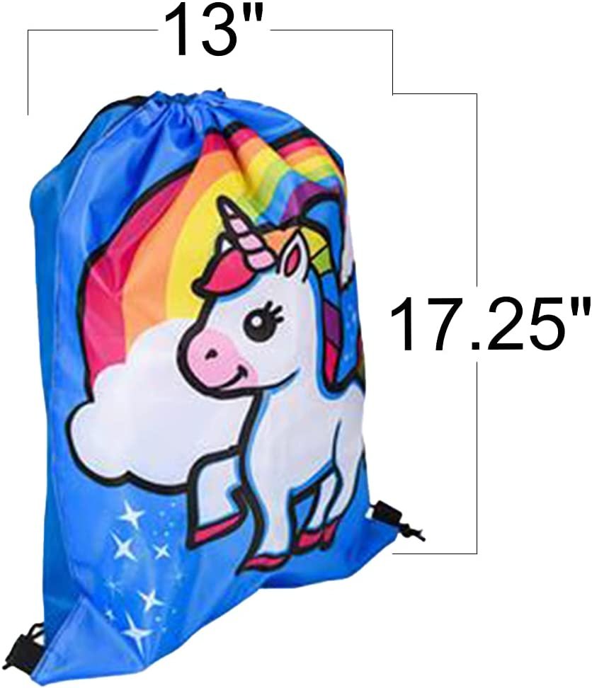 ArtCreativity Unicorn Backpacks, Set of 4, Unicorn Bags for Kids with Drawstring Straps, Unicorn Birthday Party Favors for Boys and Girls, Princess Party Supplies, 4 Vibrant Colors