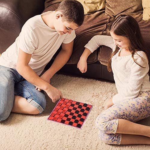 Gamie Checkers Board Game for Kids, Set of 6, Classic Checkers with Red and Black Pieces, Fun Travel Games for Kids and Adults, Cool Birthday Party Favors and Goodie Bag Fillers