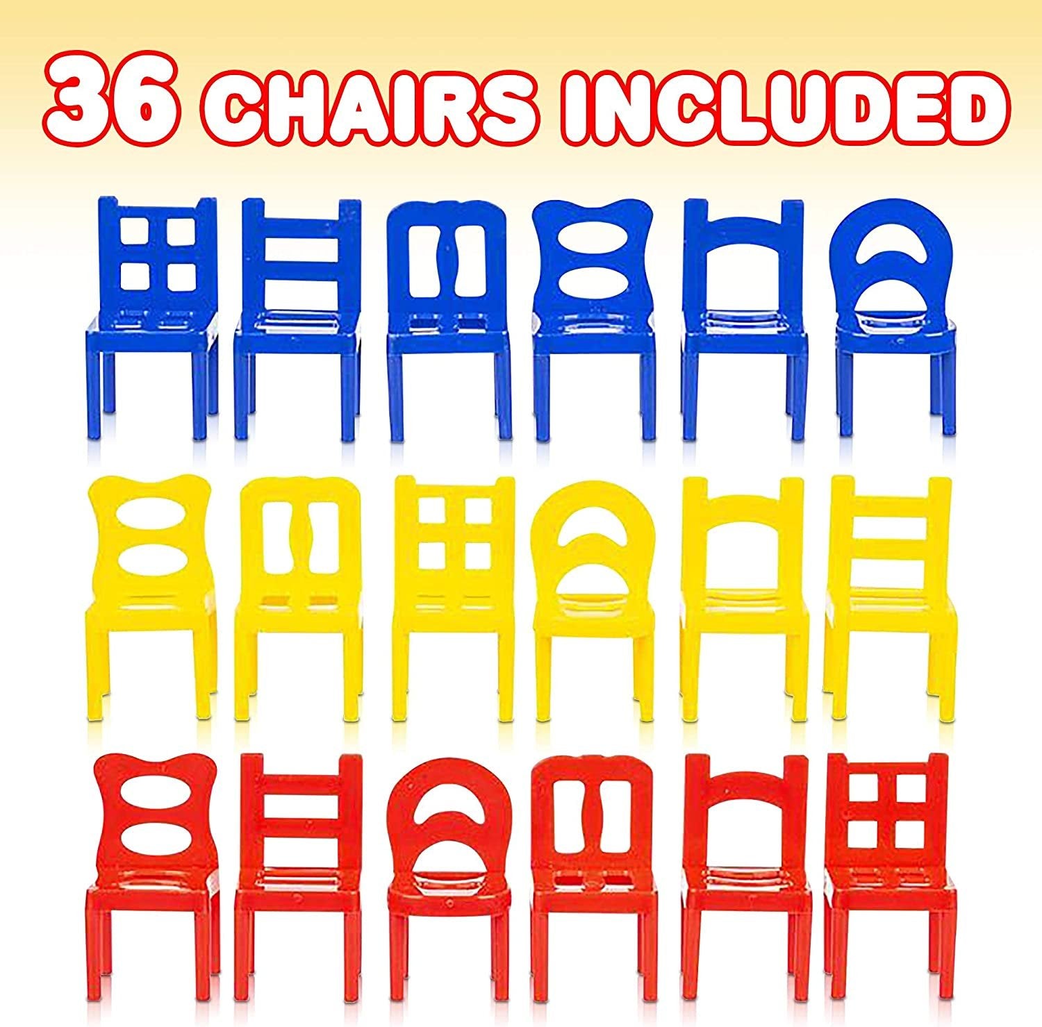 Gamie Balancing Chair Game, 2 Sets, Stacking Chair Games with 18 Mini Chairs & Instruction Guide, New Family Game Night Games for Children, Development Learning Game for Coordination & Balance