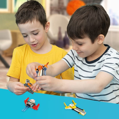 ArtCreativity Star Exploration Bricks, Set of 4, Space Ship Building Toys for Kids in Assorted Designs, 3D Puzzles for Kids, Outer Space Party Favors and Galaxy Party Supplies, for Ages 6 and Up
