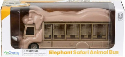ArtCreativity Pull Back Elephant Safari Animal Bus for Kids, 7 Inch Elephant Design Bus with Pullback Mechanism, Durable Plastic Material, Party Decorations, Best Birthday Gift for Boys and Girls