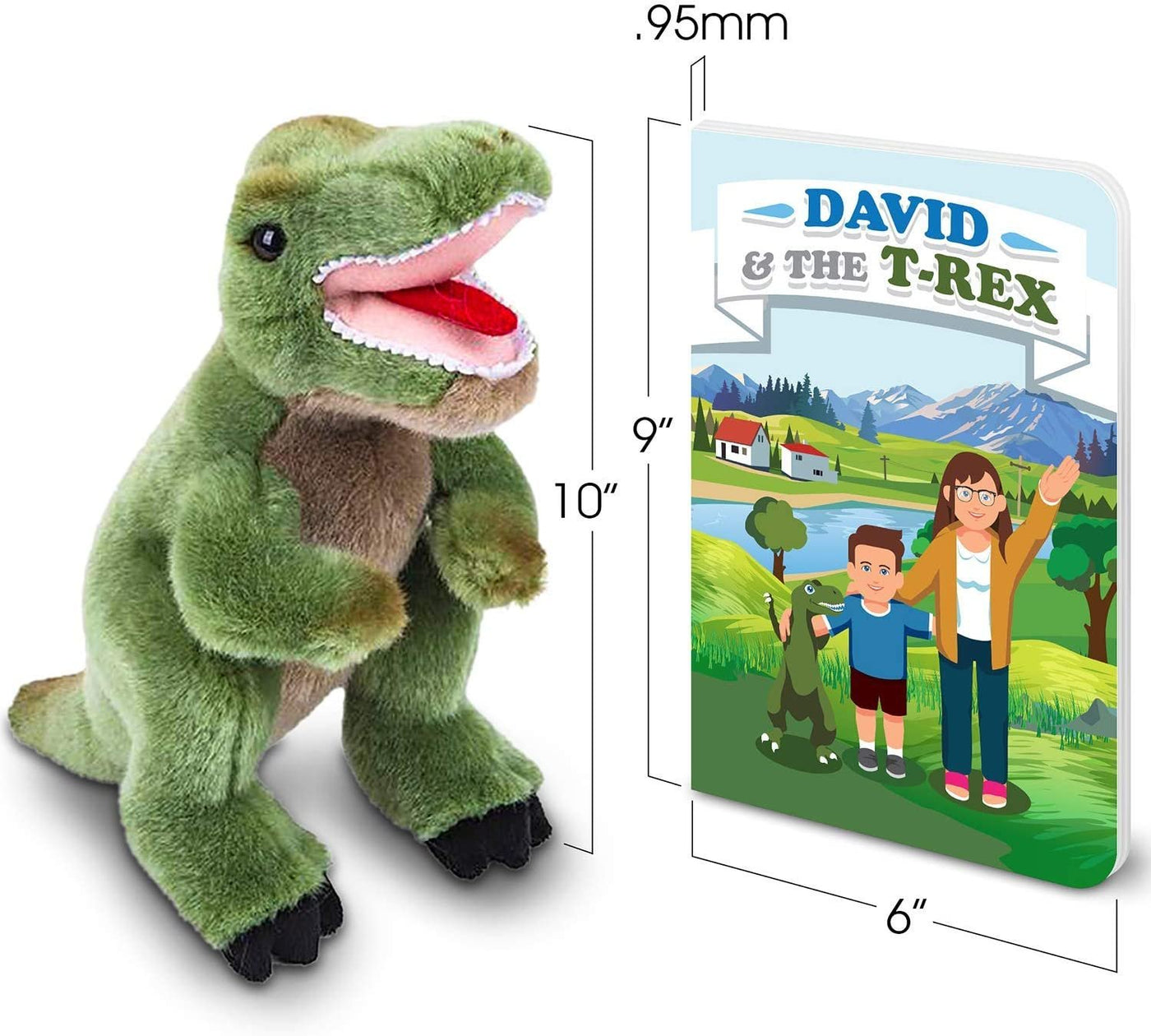 Educational Book for Kids with T-Rex Dinosaur Plush Toy, Fun Children’s Learning Booklet About The Environment, Super-Soft and Cuddly Stuffed Animal, Best Gift for Boys and Girls