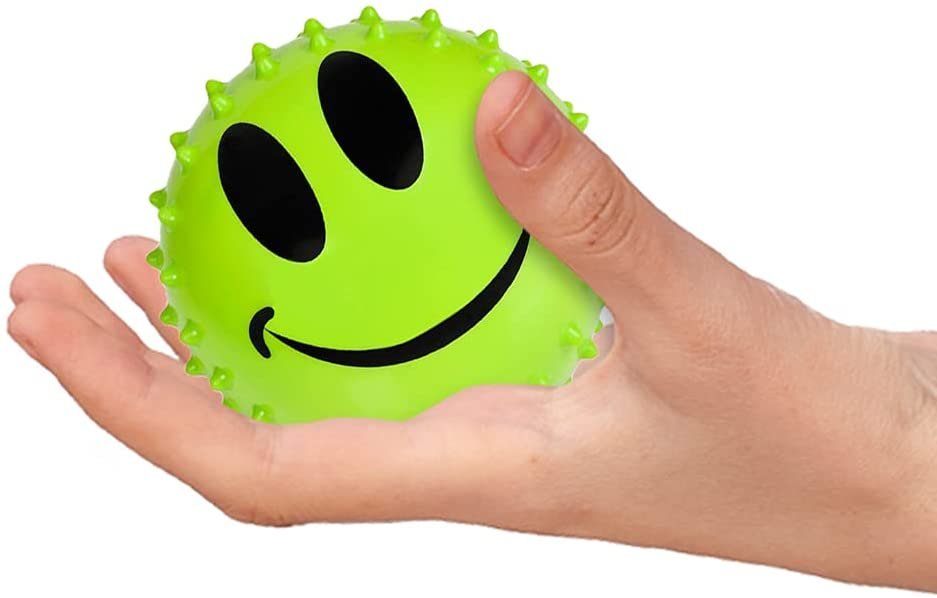Inflated Smile Face Knobby Balls, Set of 12, Fidget Sensory Toys for Kids, 2.5" Spiky Sensory Bouncing Balls in Assorted Colors, Birthday Party Favors, Treasure Box Prizes