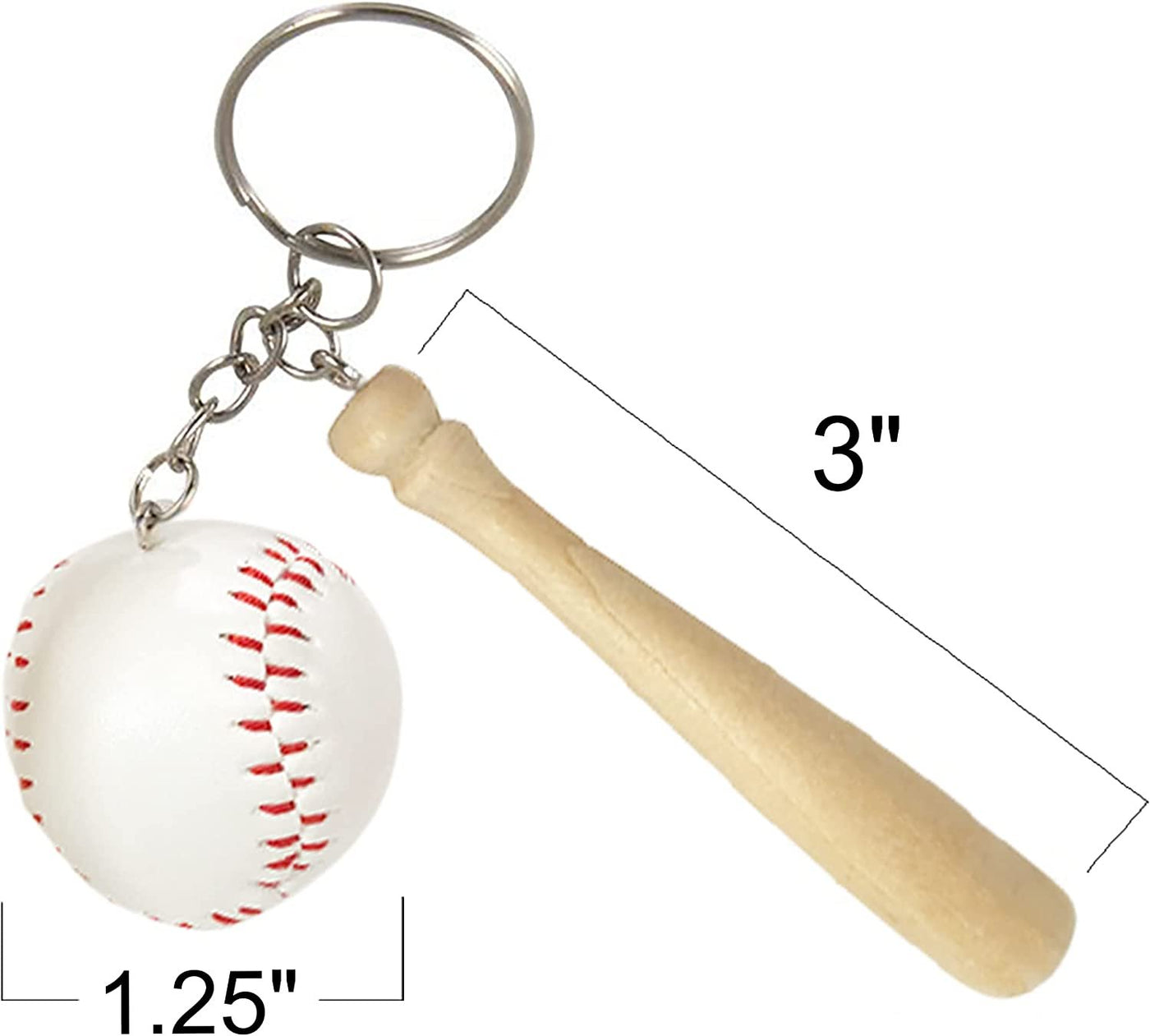 Wooden Bat with Baseball Keychain, for Kids Age 8+, Set of 12 – Perfect for Team Giveaways, Sports & Souvenir Favors, Victory Parties, Gifts for Athletes, Moms, Dads & Coaches