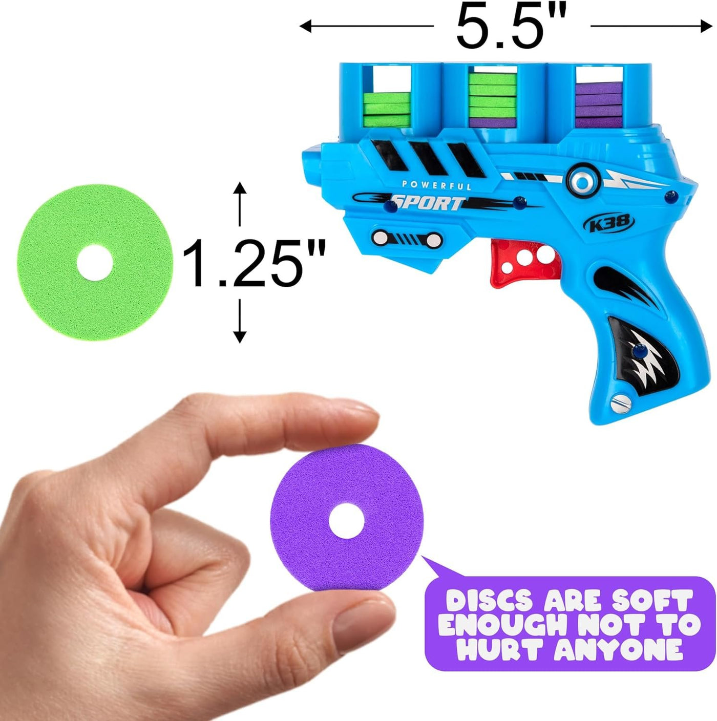 Foam Disc Launcher, Set of 2 Disk Shooter Toy Guns with 2 Guns and 36 ...