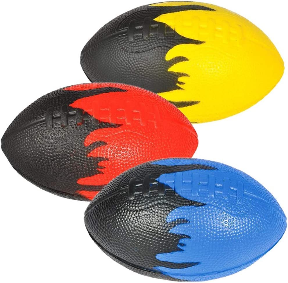 ArtCreativity 7.5'' Foam Flame Footballs for Kids, Set of 3, Two-Toned Foam Sports Toys for Outdoors, Practice, Training, Beginners, Pool, Beach, Picnic, Camping, Fun Sports Party Favors for Boys and Girls