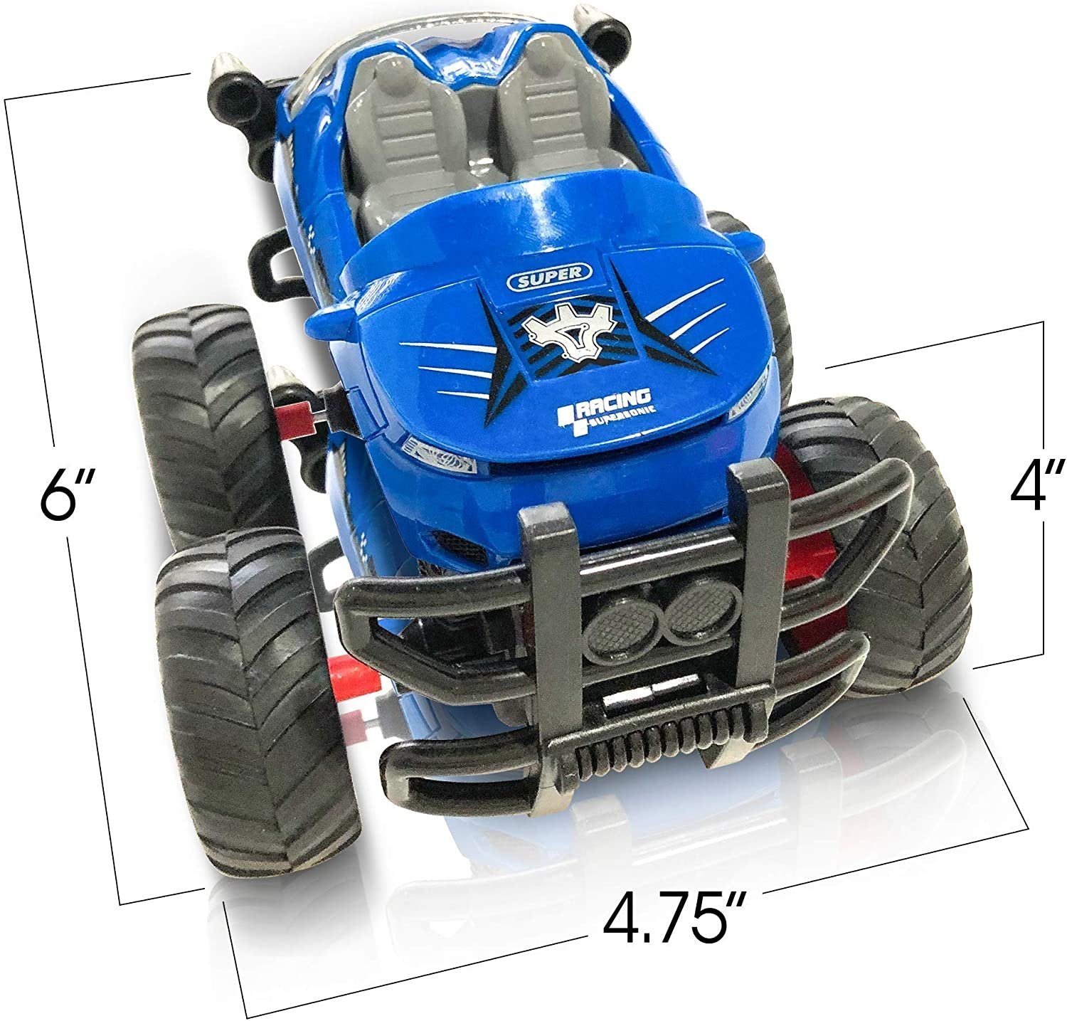 Blue Monster Car for Boys and Girls, Friction Powered Push n Go Monster Toy Car for Kids, Cool and Realistic Design with Big Wheels, Best Birthday Gift for Children Ages 3+