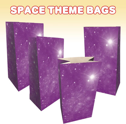 ArtCreativity Galaxy Paper Bags - Pack of 12 - Outer Space Themed Gift Bags - Durable Treat Goodie Bags, Astronomy Party Supplies and Party Favors for Birthday, Baby Shower