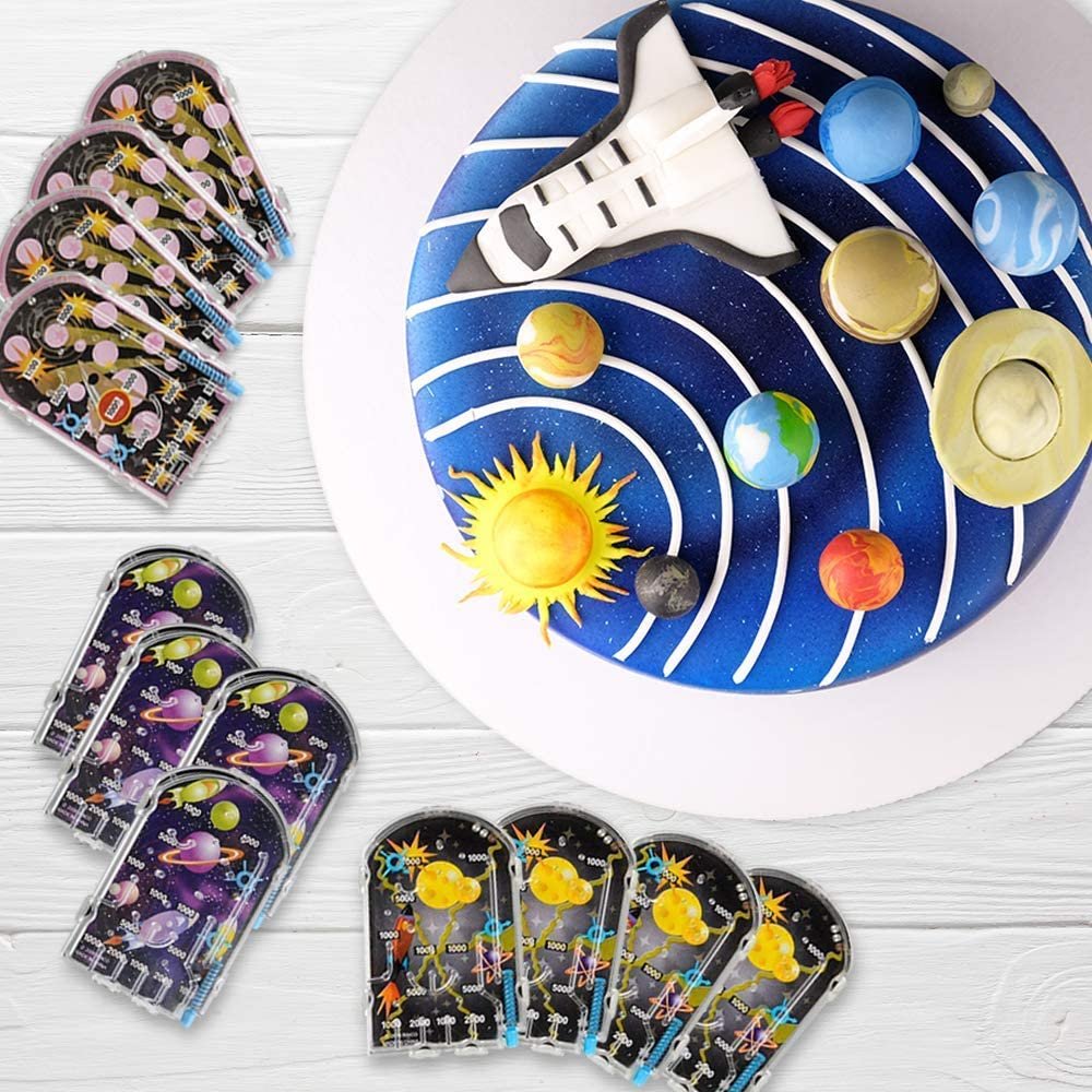 Gamie Mini Pinball Games for Kids, Set of 24, Space Party Favors for Kids, Galaxy-Themed Party Goodie Bag Fillers, Holiday Stocking Stuffers, Road Trip Toys, Great Prize Bin Addition