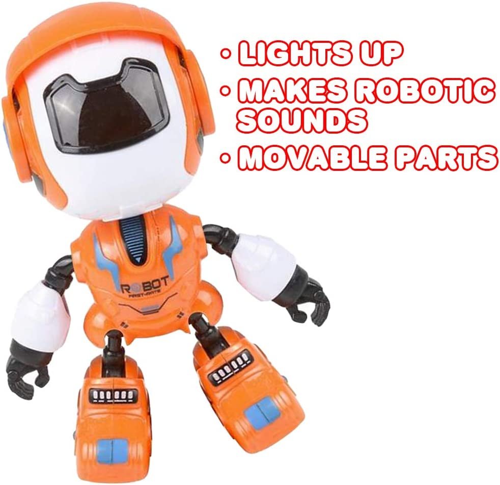 Mini Robot Toy with Lights and Sounds, Toy Robot for Kids with Moveable Limbs
