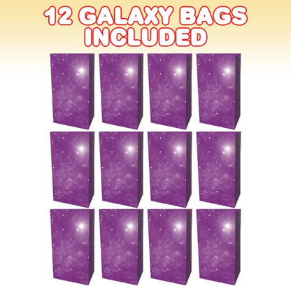 ArtCreativity Galaxy Paper Bags - Pack of 12 - Outer Space Themed Gift Bags - Durable Treat Goodie Bags, Astronomy Party Supplies and Party Favors for Birthday, Baby Shower