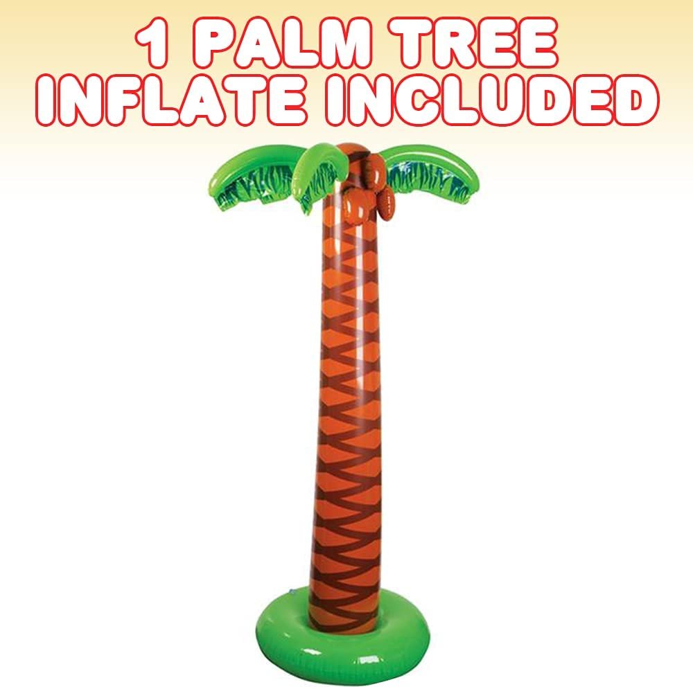 Palm Tree Inflate, 69-Inch Tall Inflatable Palm Tree, Unique Tropical Party Décor for Hawaiian, Luau, and Wedding Parties, Water Compartment for Upright Display, Fun Swimming Pool Toy