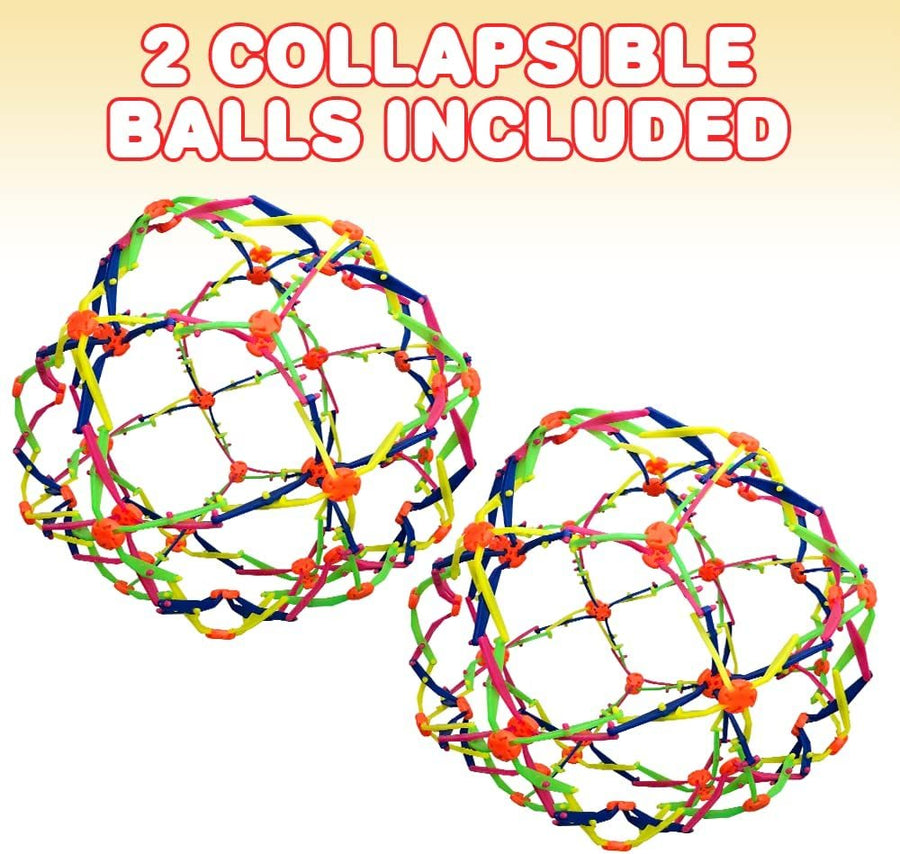 Collapsible Ball Toy, Set of 2, Expanding Mini Spheres for Kids, Stress Relief Fidget Toy for ADHD, Anxiety, Autistic Children, Great Party Favor and Gift for Boys and Girls