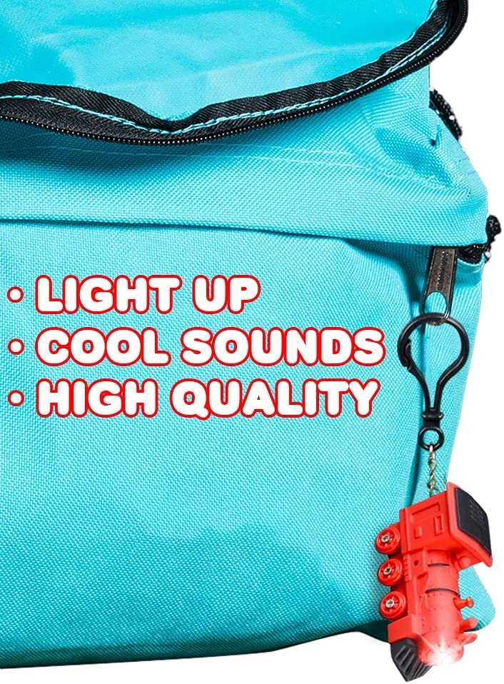 Light-Up Train Backpack Clips with LEDs and Sounds, Set of 3, Fun Bag Accessories for Kids and Adults, Unique Back to School Supplies, Train Birthday Party Favors for Boys and Girls