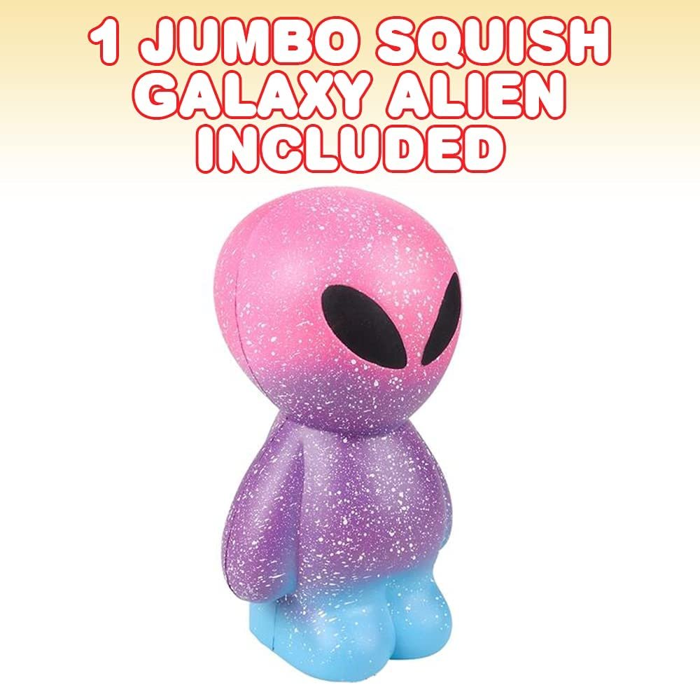 Jumbo Squish Galaxy Alien, 1 pc, Scented Squeeze Toy for Kids with Slow Rising Foam, Stress Relief Toy for Children and Adults, Unique Outer Space Party Decoration, 10.25"es