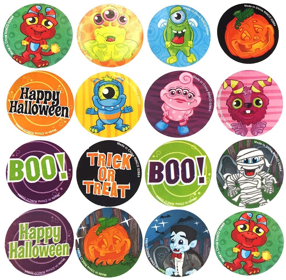 Halloween Roll Stickers Assortment for Kids, 5 Rolls with Over 500 Stickers, Best for Halloween Party Favors, Treats, Décor, Classroom Crafts, Goodie Bags, Scrapbook for Boys and Girls
