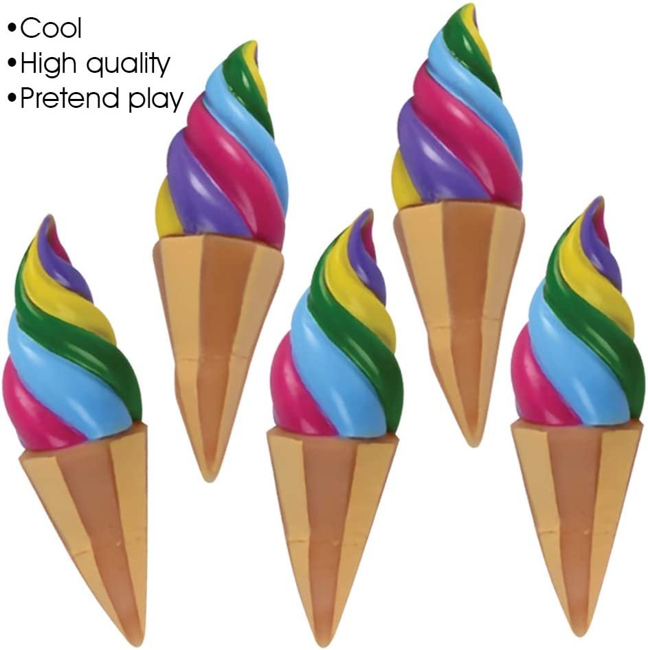 Ice Cream Vinyl Toys, Set of 12, Colorful Vinyl Ice Cream Cones for Kids, Party Favors for Boys and Girls, Party Dessert Table Decorations, Unique Bath Tub Toys for Children