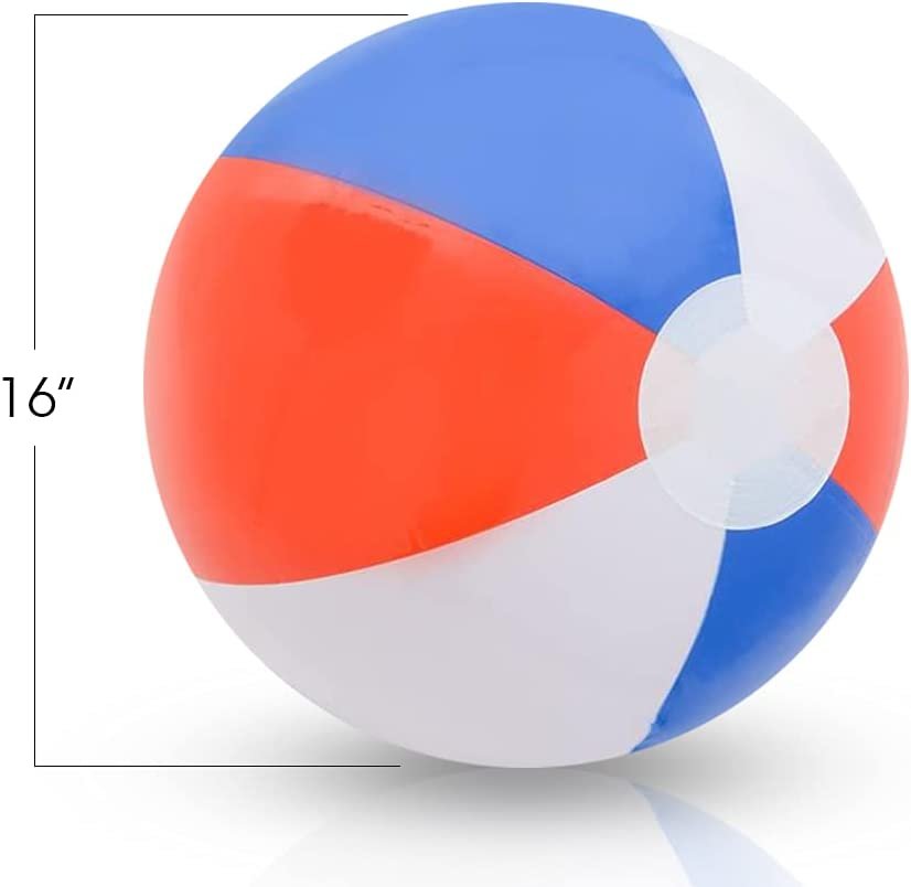16" Patriotic Beach Balls for Kids, Pack of 12, Inflatable Summer Toys for Boys and Girls, Decorations for Hawaiian, Beach, and Pool Party, Beach Ball Party Favors