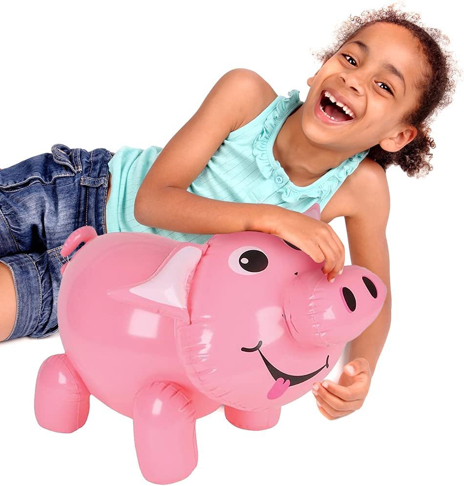 ArtCreativity Inflatable Pig, Farm Animal Party Decorations and Supplies, 20 Inch Blow-Up Pig Inflate for Animal Birthday Party Favors, Pool Party Float, and Game Prize for Kids