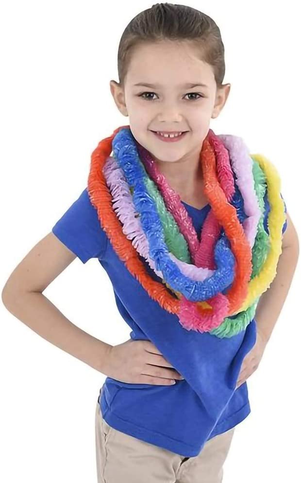 ArtCreativity Plastic Hawaiian Leis, Set of 48, Luau Party Supplies and Decorations, Hawaii Tropical Floral Necklaces in Assorted Colors, Hawaiian Party Favors, Fun Baby Shower Supplies