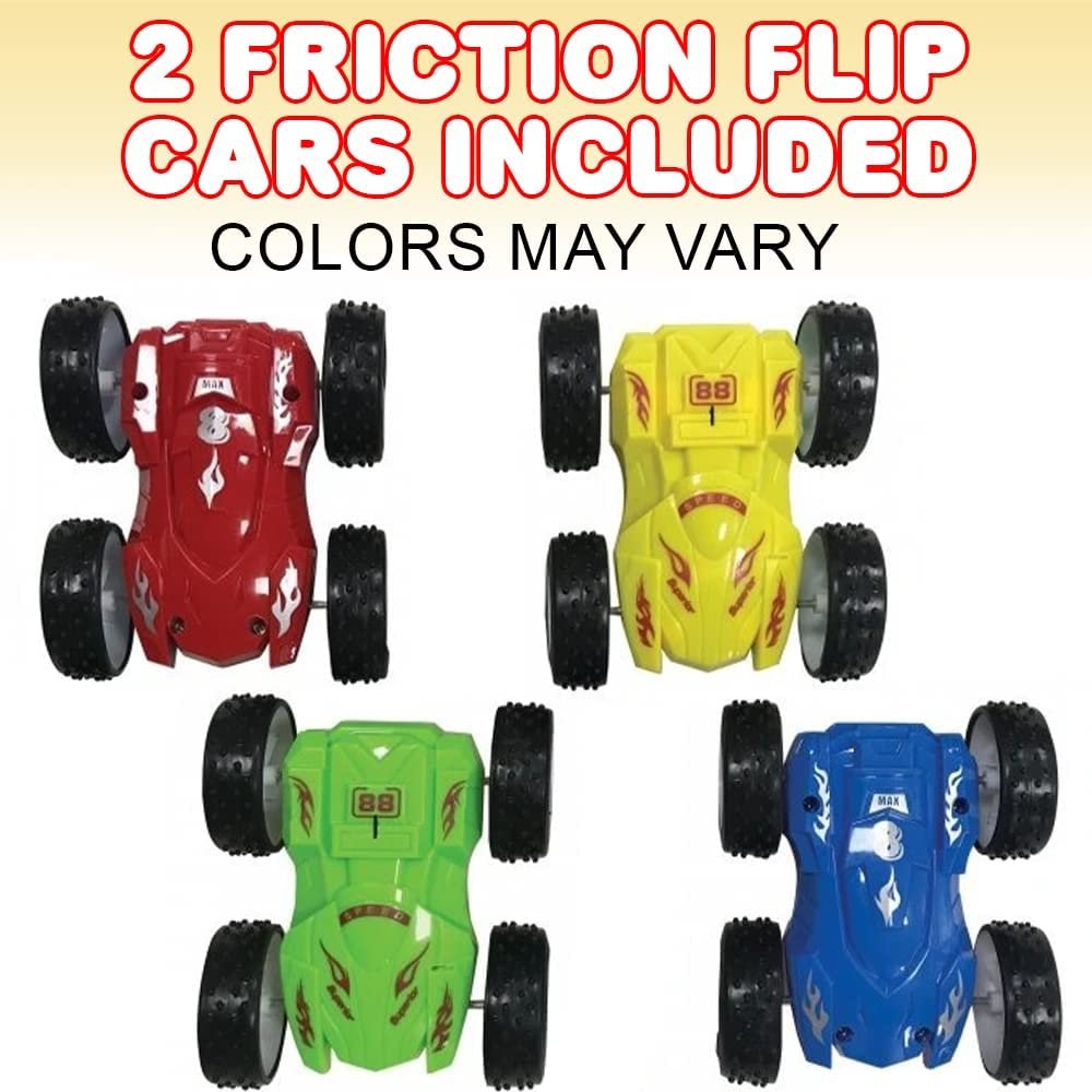 ArtCreativity Friction Flip Stunt Toy Cars for Kids, Set of 2, Cool Friction Powered Push n Go Double-Sided Cars, Awesome 360 Degree Flips, Great Birthday Gift Idea for Boys