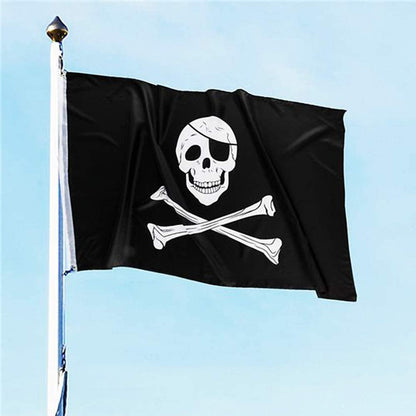 ArtCreativity Pirate Skull Flag, 1PC, Cool Pirate Party Decorations, Polyester Pirate Flag with Jolly Roger Symbol, Easy Hanging Loops, Pirate Décor for Themed Parties, Unique Gift Idea, 3ft x 5ft