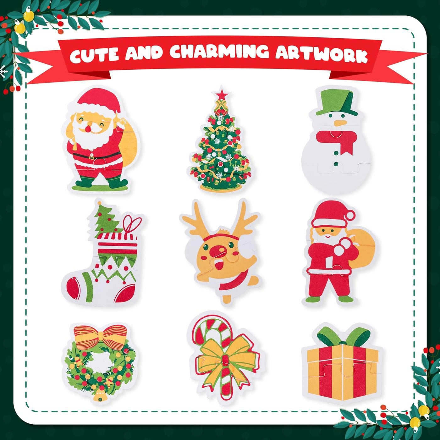 ArtCreativity Christmas Puzzle Toys for Babies - 9 Puzzles - EVA Christmas Baby Puzzle Toys for Infants That Float in Water - 9 Kids Christmas Puzzle Designs - Holiday Stocking Stuffers