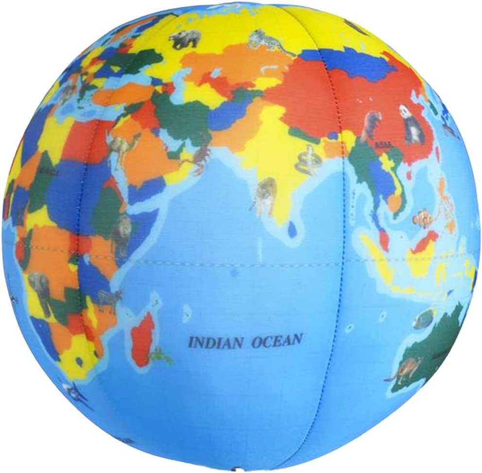ArtCreativity Plush World Globe Ball, 1 PC, Soft 7.25 Inch Globe with Natural Animal Habitats, Fun Educational Tool for Learning Geography, Great Gift Idea, Classroom Decoration, and Preschool Toy