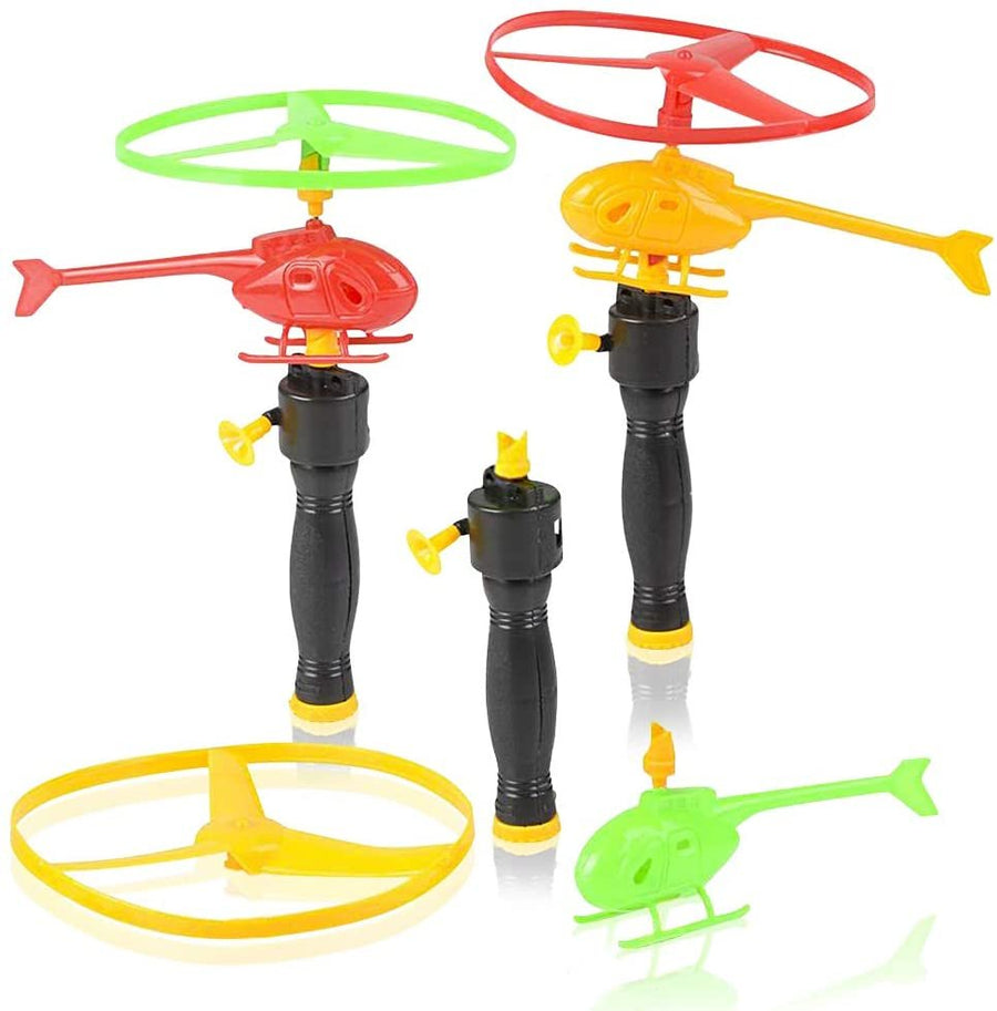 Rip Cord Flying Helicopter Set for Kids, Pack of 12, Fun Fly Toys for Indoors or Outdoors, Great Birthday Party Favors, Goodie Bag Fillers, Gift Idea for Boys and Girls