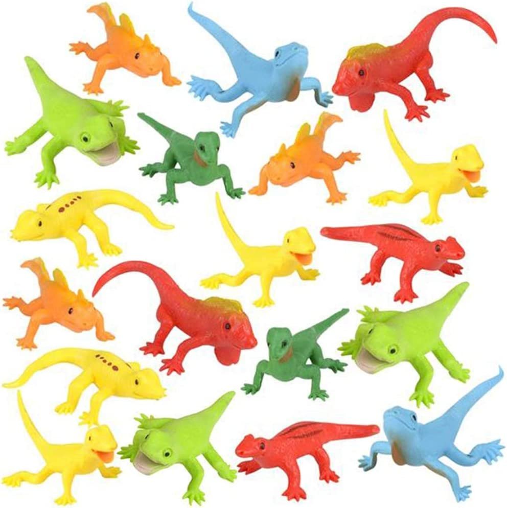 Neon Lizard Figurines Toys Set, Bulk Pack of 48, Mini Plastic Lizard Figures in Assorted Colors, Birthday Party Favors, Goodie Bag Fillers, Cupcake Toppers, Decorations