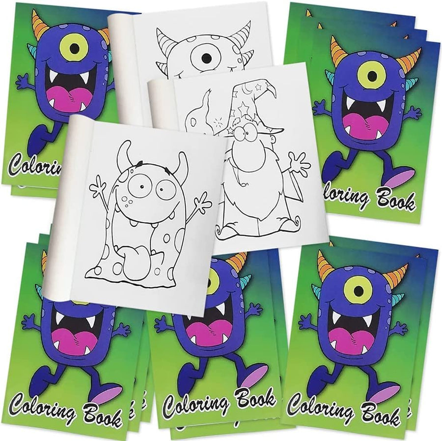 Monster Coloring Books for Kids, Set of 12, 5 x 7" Small Color Booklets, Fun Treat Prizes, Favor Bag Fillers, Birthday Party Supplies, Art Gifts for Boys and Girls