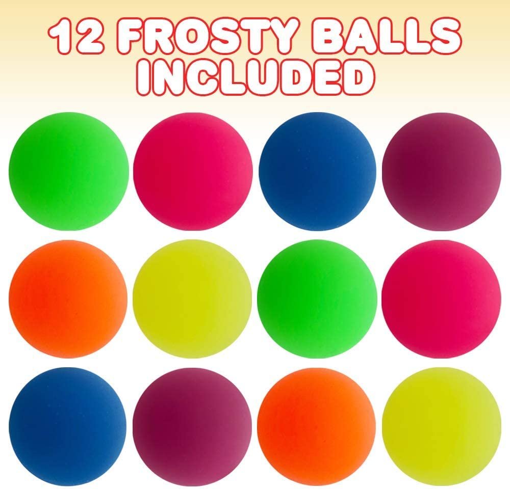 ArtCreativity 2.4 Inch ICY Bouncy Balls for Kids, Set of 12, Bouncing Balls with a Frosty Look and Extra-High Bounce, Frozen Birthday Party Favors in Fun Assorted Colors, Goodie Bag & Piñata Fillers
