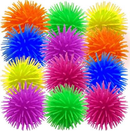 ArtCreativity Light Up Spiky Puffer Stress Relief Balls, Pack of 12, Soft Squeeze Fidget Toys for Kids and Adults, Calming Squeezy Sensory Balls for Autistic Children, Birthday Party Favors