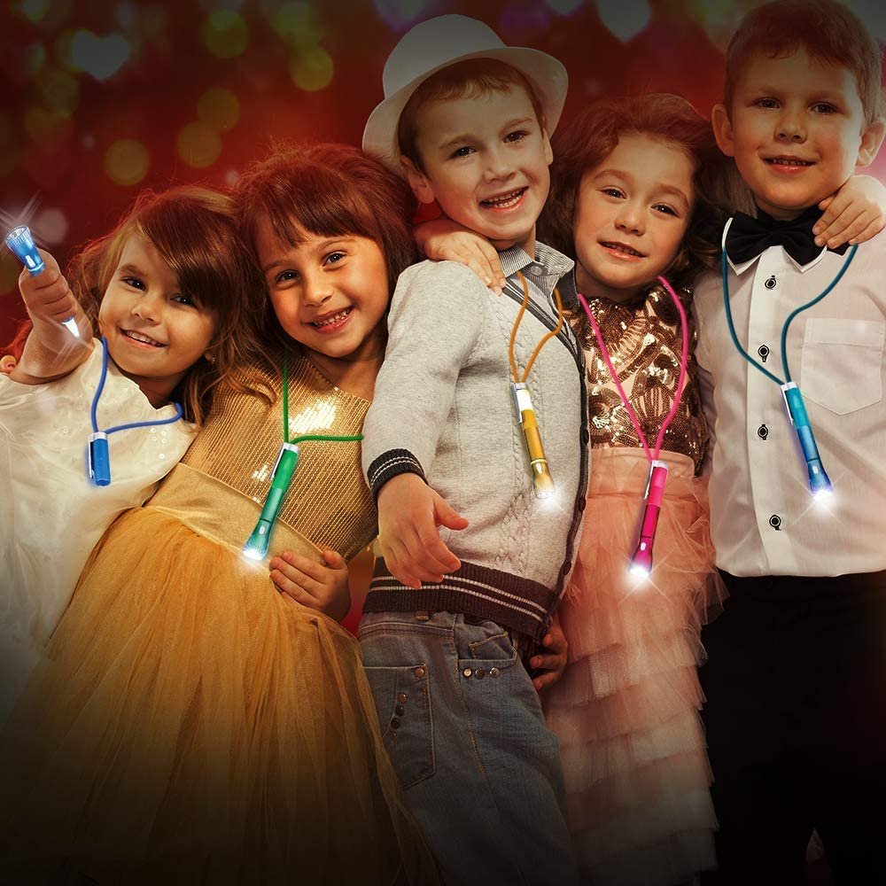 Light Up Pen with Necklace, Set of 4 Flashlight Pens for Kids