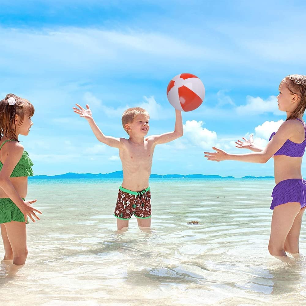 10 Red White Beach Balls for Kids Pack of 12 Inflatable Summer To Art Creativity