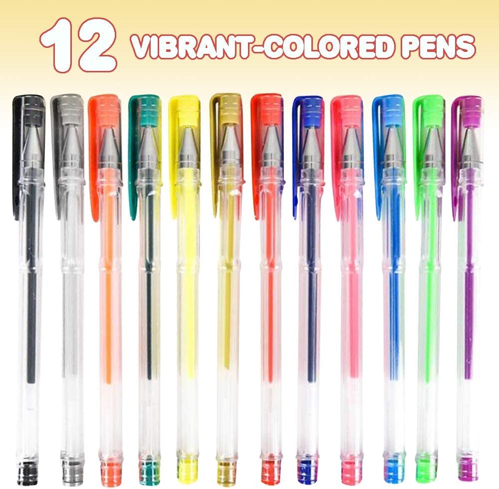 ArtCreativity Colored Gel Pens Set for Kids and Adults - 12 Pack - 12 Ultra Vibrant Colors - Arts and Crafts Supplies - Art Pens for Children or Adult Coloring Books - Stationery Gift…