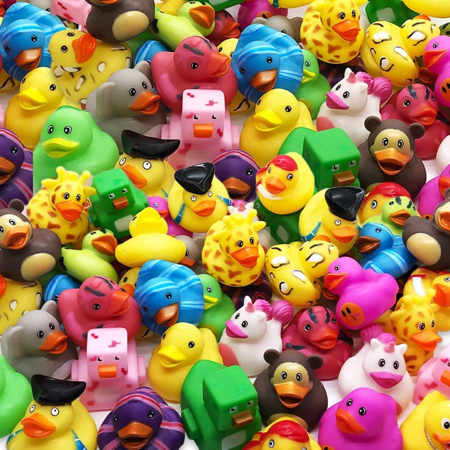 Rubber Duckies, Bathtub & Pool Ducks Toys for Kids 17 Designs, Assorted Pack of 50