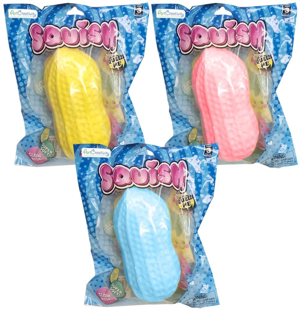 Squish Peanut Toys 3 Pack, Slow Rise Stress Relief Sensory Toys for Kids