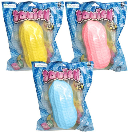 ArtCreativity Squish Peanut Toys, Set of 3, Slow Rise Stress Relief Toys for Kids and Adults, Vibrant Sensory Toys in Assorted Colors, Cool Food Toys for Children and Fidget Toys for Adults