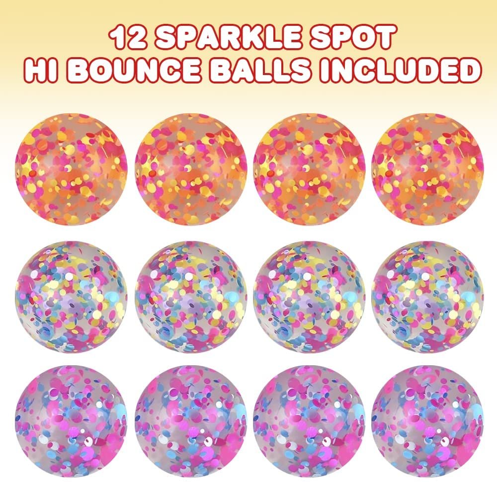 Sparkle Spot High Bounce Balls for Kids with Confetti - Set of 12