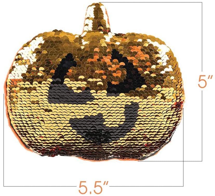 6 Pieces Flip Sequins Pumpkin Halloween Toys, Halloween Squishy Toys, Soft Stuffed Toys with Color-Changing Sequins, Fun Halloween Party Favors for Kids, Halloween Goodie Bag fillers