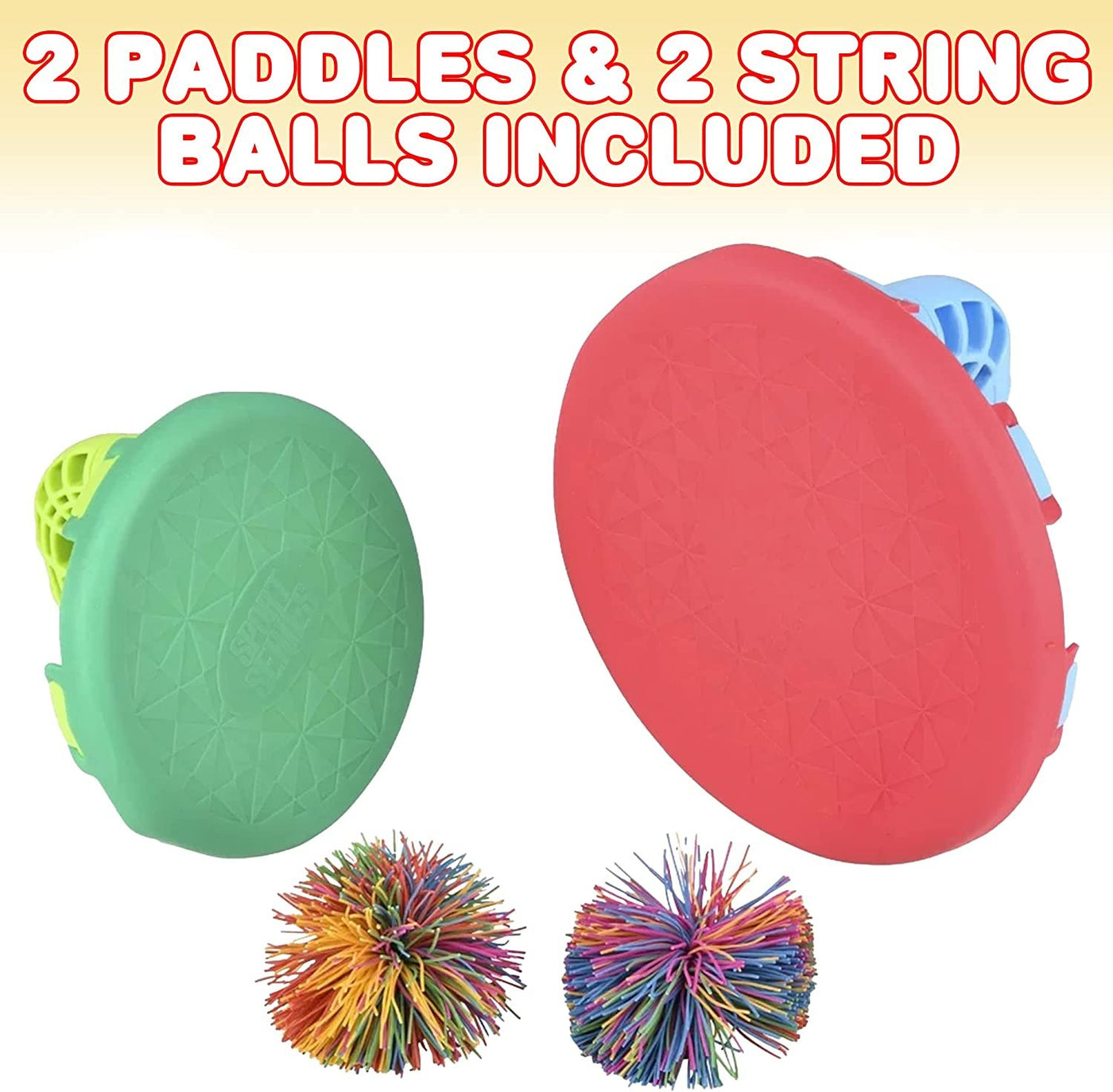 Paddle Catch Ball Set, 2 Attachable Paddles and 2 String Balls, Paddle Ball Game for Indoor & Outdoor Fun, Toss & Catch Play Balls, Active Hand Eye Coordination Games for Kids and Adults